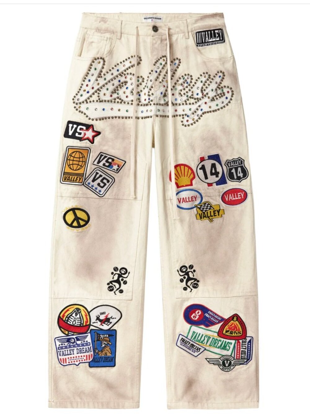 NWT Limited Edition Vintage Cream Painters Pants Patches